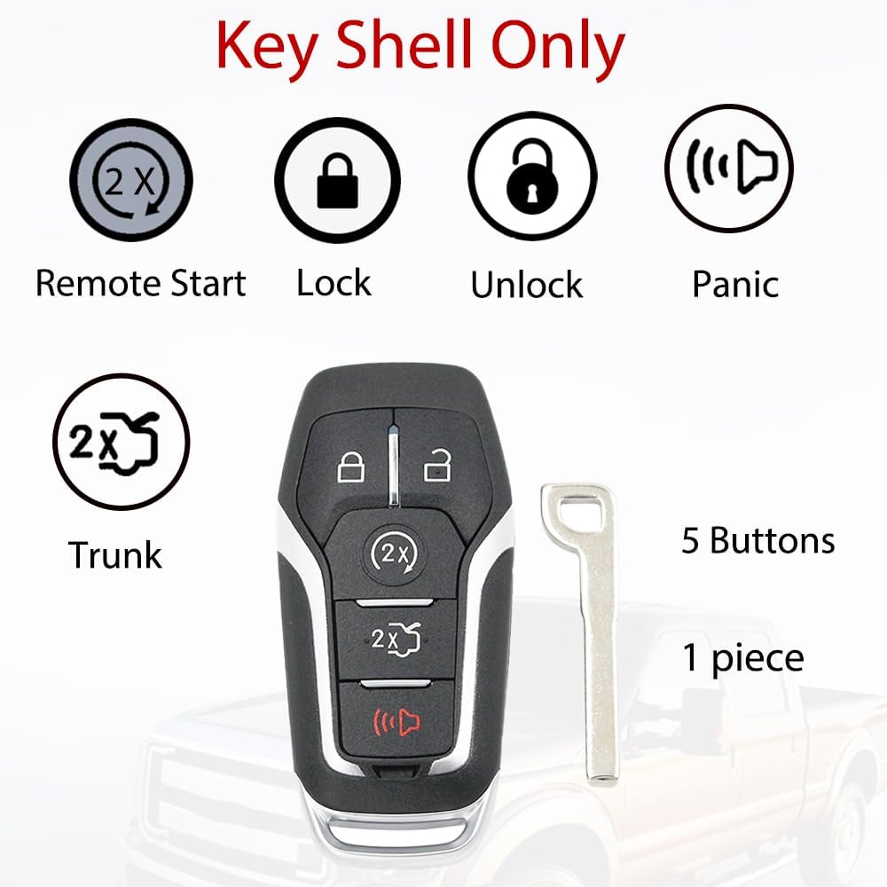 MechanMagic Smart Key Fob Shell Case Cover Replacement Fit for Ford F150 Explorer Mustang Edge Fusion Lincoln MKX MKC MKZ Keyless Entry Remote 5