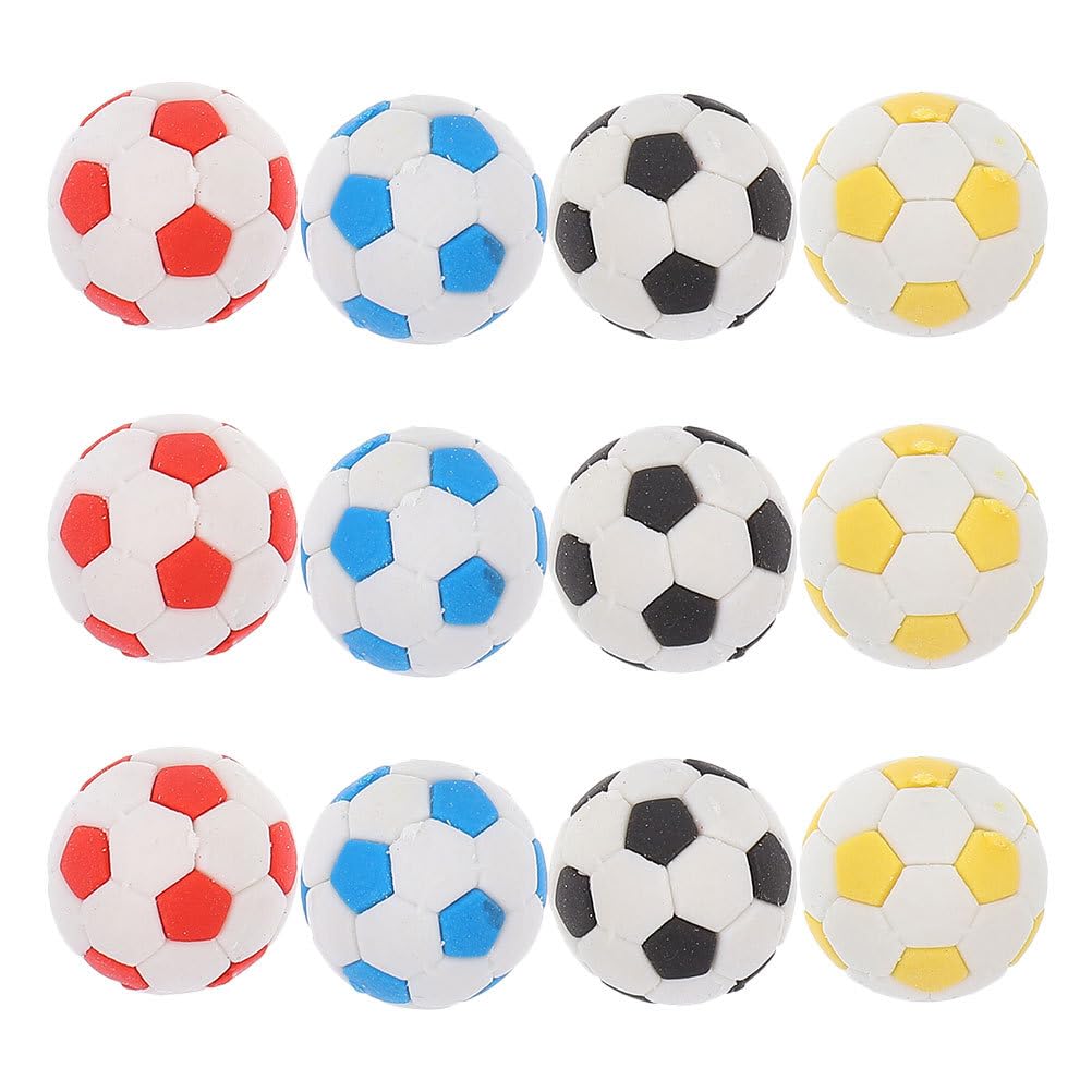INOOMP Mini Soccer 3D Soccer Ball Pencil Erasers for Learning Sports Party Souvenirs 12-Pack Erasers, Shaped, Kids, Supplies, Stationery,