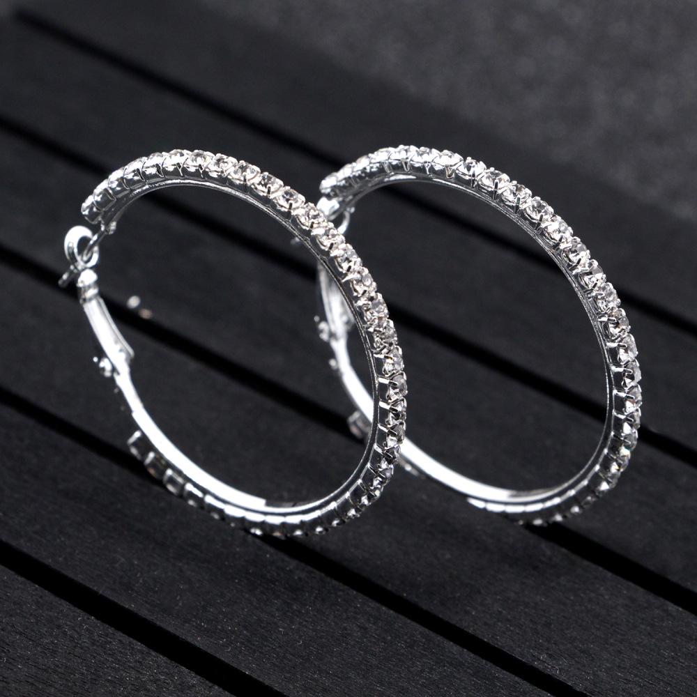 Exaggerated Rhinestone Hoop Earrings for Street Dance or Bridal Wear