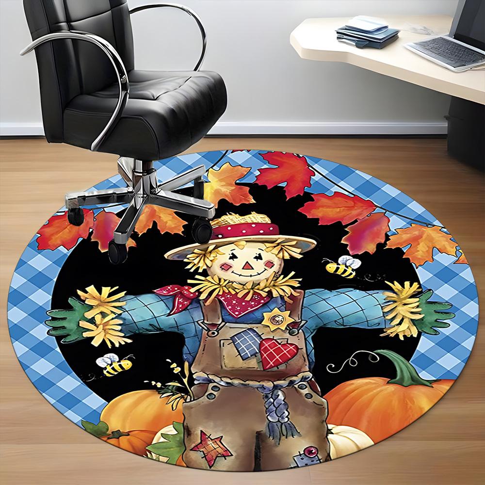 1pc Scarecrow, Autumn Decor Chair Carpet for Office Non-Slip, Machine Washable Rug for Office, Room - Holiday Decor, Machine Made yy251016128