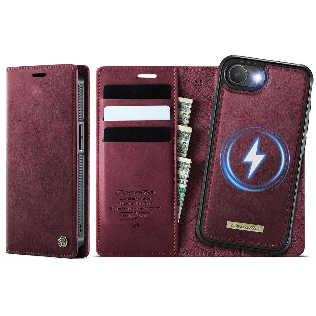 For iPhone 16e Case CASEME C49 Compatible with MagSafe RFID Blocking Detachable Wallet Leather Phone Cover