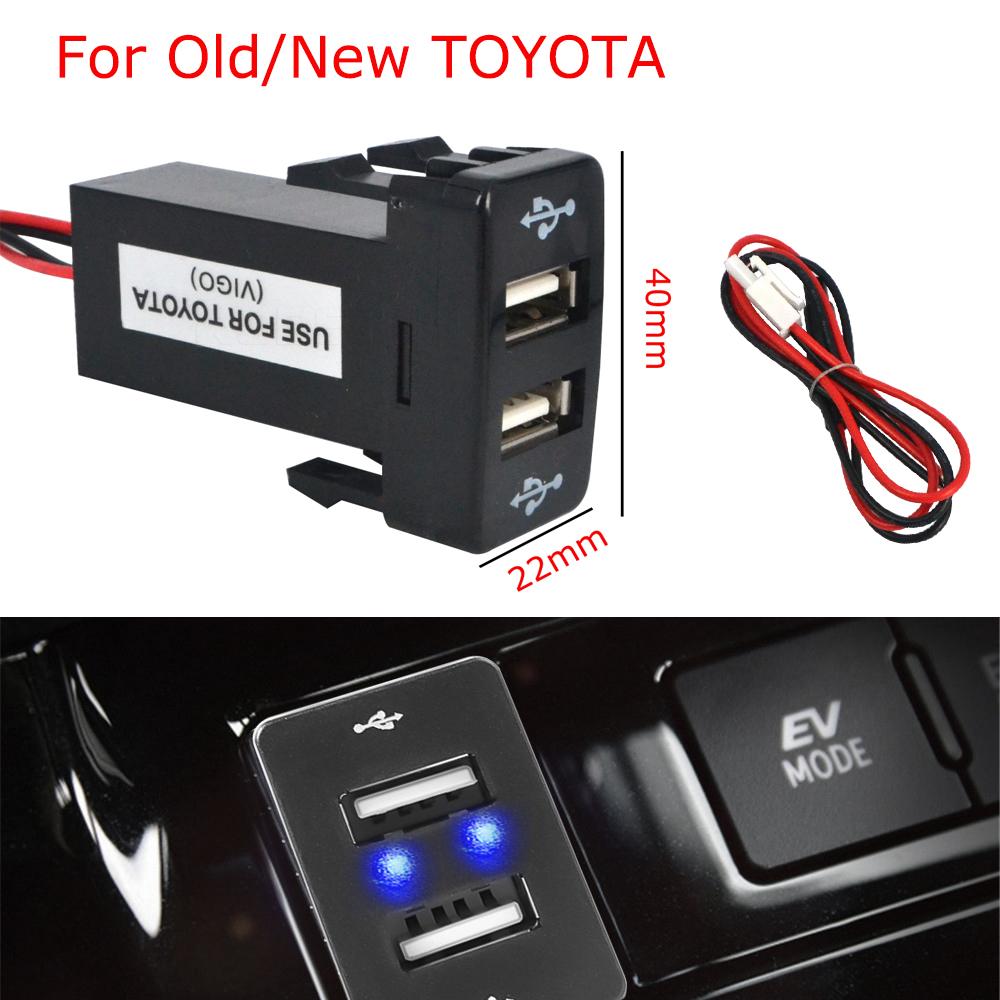 Adaptateur secteur double USB pour chargeur de voiture Toyota, USB 2,1 A, 2 ports, pour iPhone et Samsung, accessoires de voiture