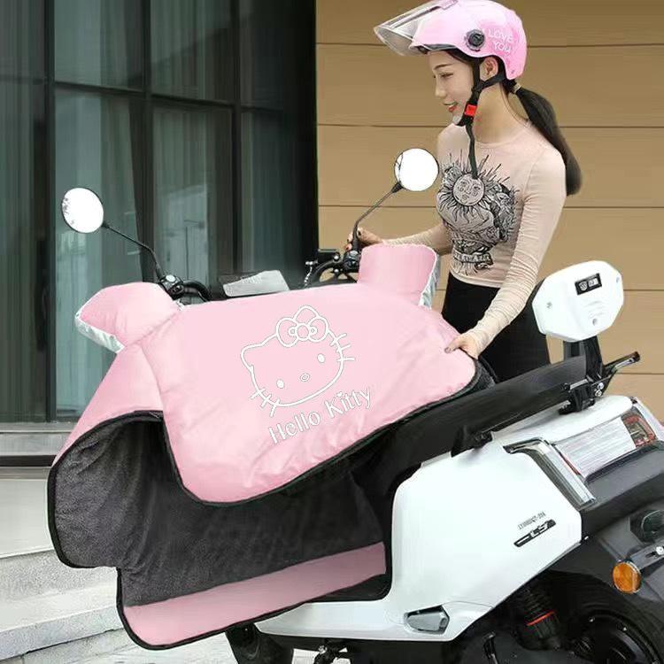 Pink Kitty Universal Electric Car and Motorcycle Windshield Cover with Fleece Lining - Waterproof and Windproof for All Seasons