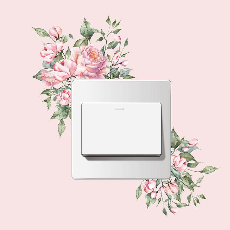 Green Plants Rose Daisies Peony Flowers Leaf Switch Stickers Home Decoration Wall Stickers Self-adhesive