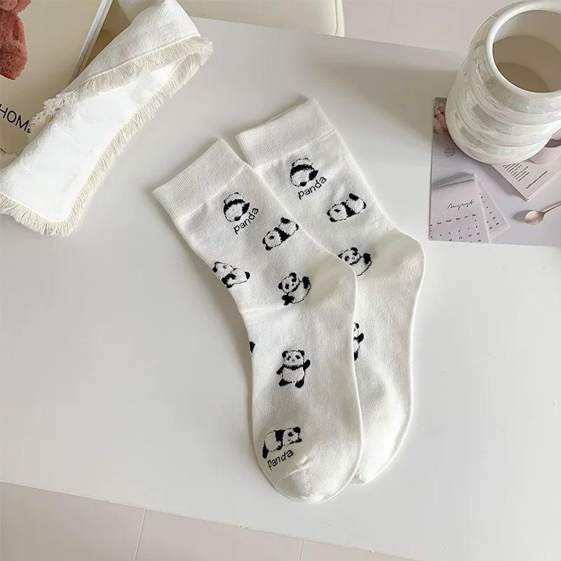 

Trendy Socks, Women s Plush Panda Socks, Cute and Versatile Mid-calf Socks, Boneless Cotton Socks, Sweet School Style, Pile Pile Socks 1 pair білий