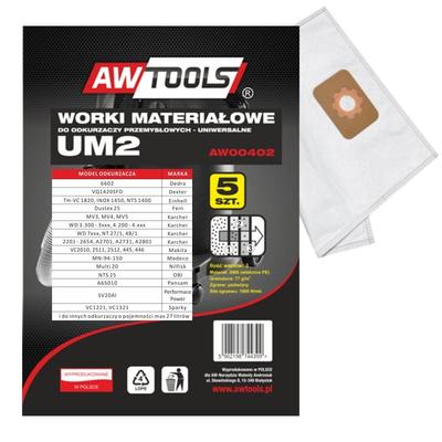 Awtools Microfiber Bags, Set Of 5, Um2, Makita Vc2010/2511/2512/445/446