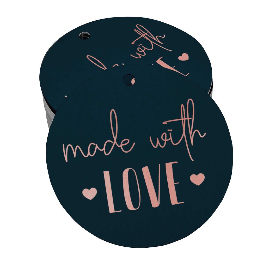 Inkdotpot Pack Of 100 Real Gold Foil Paper Tags Made With Love Text Favor Hang