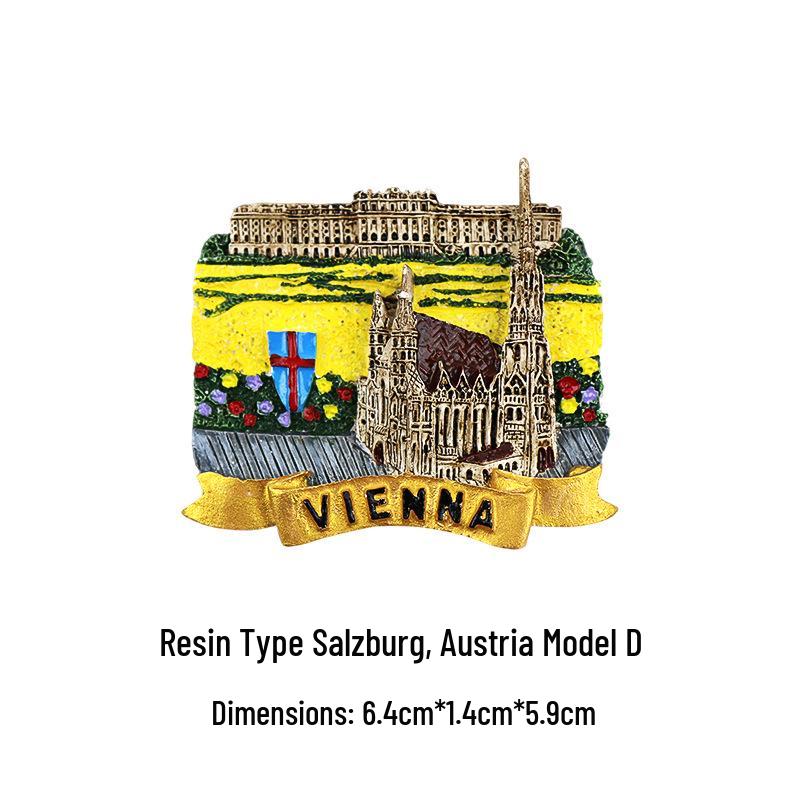 Austrian 3D Resin Fridge Magnet - Vienna & Salzburg Creative Souvenir