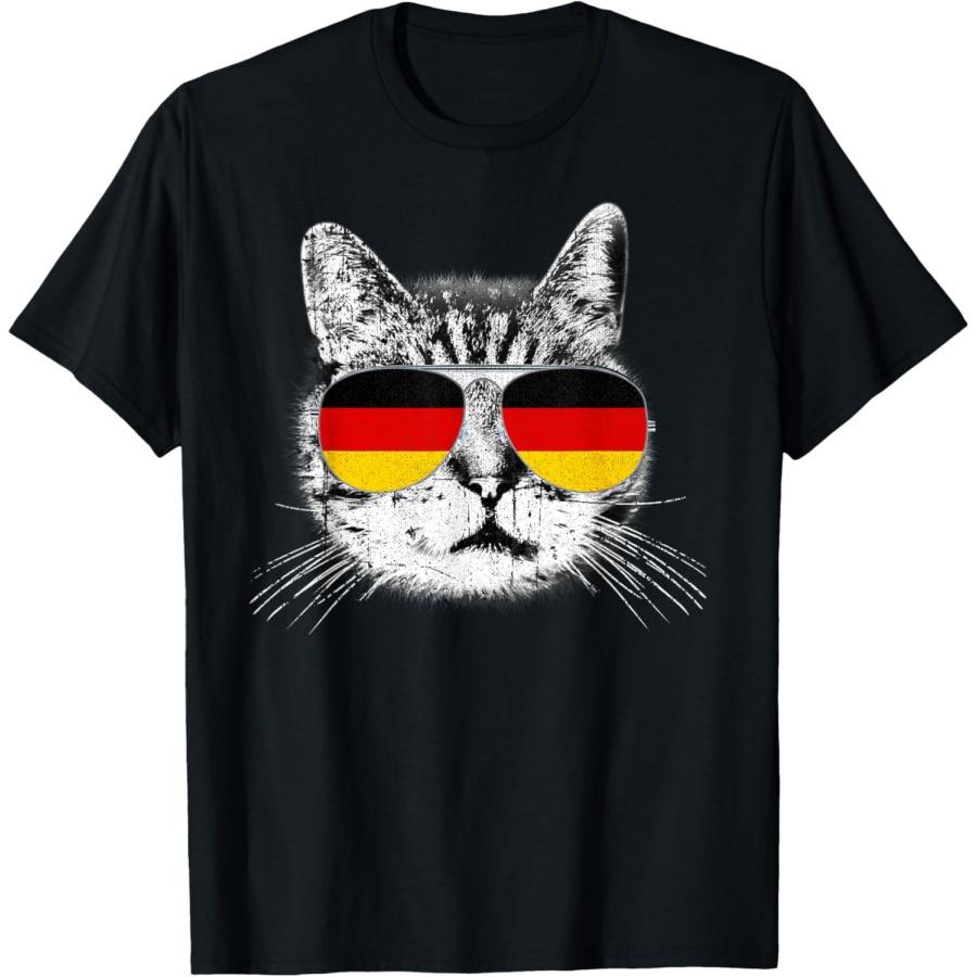 Футболка с флагом Германии Кот Наследие Гордость Германия Октоберфест Футболка S чёрный