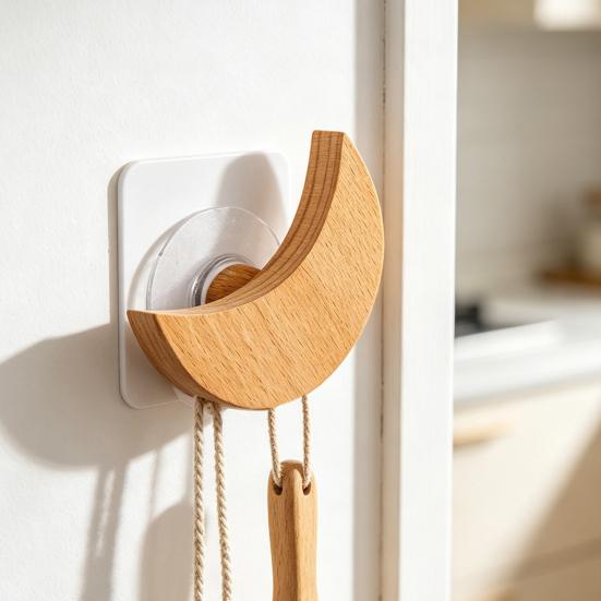 Kids Room Wall Hooks Wooden Hook, Cartoon Decorative Space Saving Hanger, Key Holders for Two Installation Ways Organizer Bedroom And