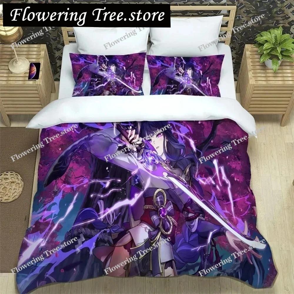 3D Anime Genshin Impact Bedding Set,Duvet Cover Comforter Bed Set Quilt Cover Pillowcase,King Queen Twin Size Boys Girls Adults