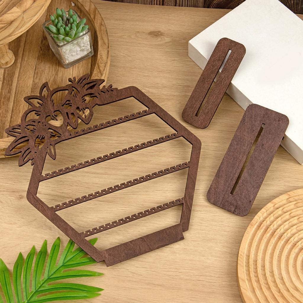 Earring Display Holder Hexagonal Earring Organizer Stand Hexagon Shaped Wooden Earring Display Stands Desktop Jewelry Organizer Holder