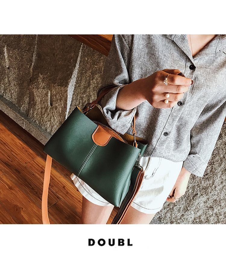 

Bag Femalesimple Solid Color Large Capacity Bucket Bag Texture Popular Portable Messenger Bag