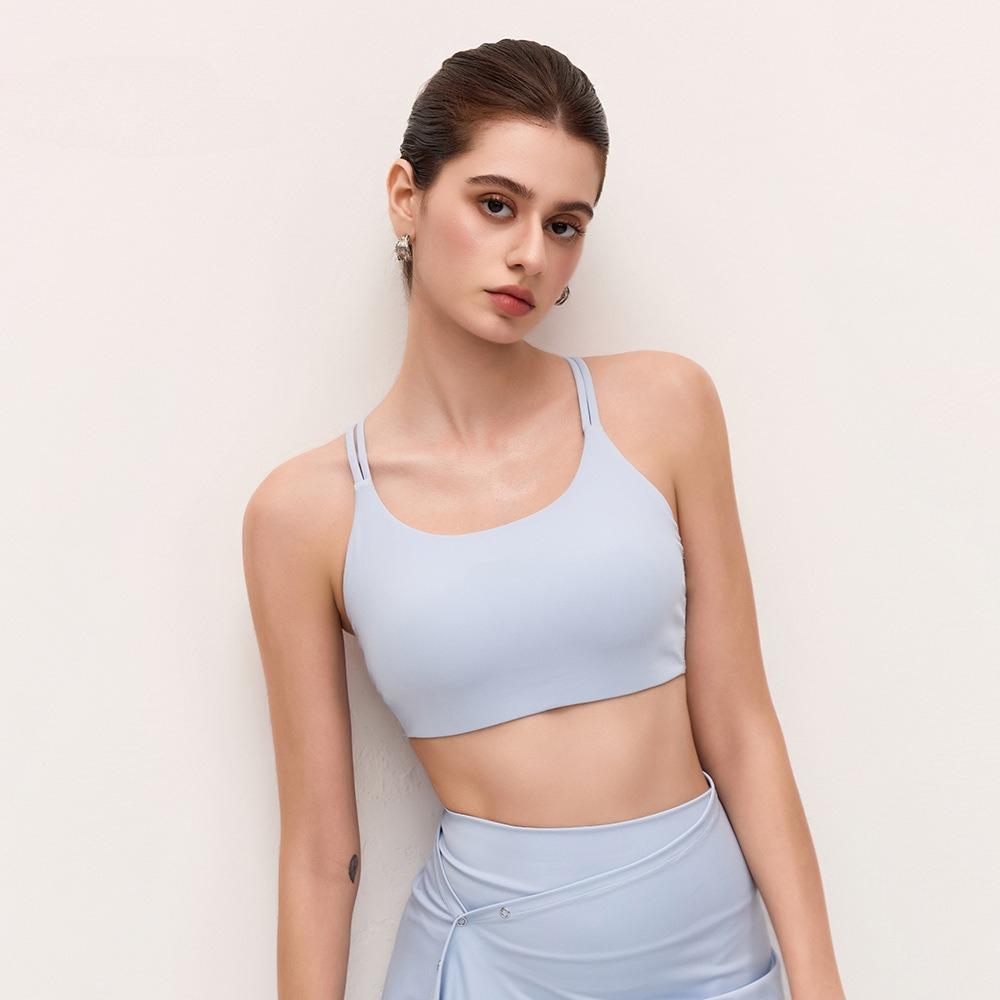 Bare Feel Yoga Tank Sports Bra for Women Crisscross Back Fixed Integrated Cup Active Intimates for Fitness Workout