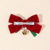 2Pcs Letter “Merry Christmas” Bow Hair Clip Exquisite Velvet Bow Bell Pendant Hair Accessories For Girls Xmas Party Hairpin Gift