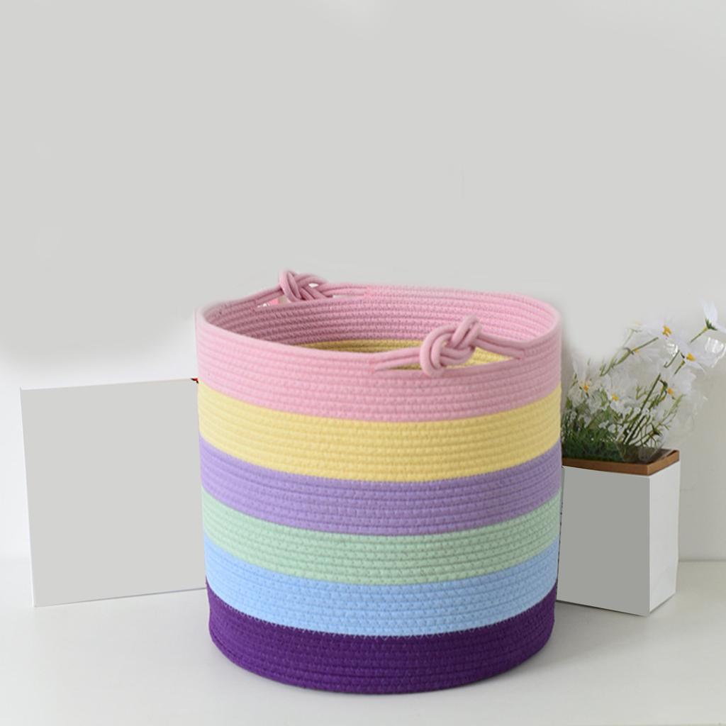 Bunter Baumwollseil Aufbewahrungskorb Handgefertigte Körbe Aufbewahrungsbox Praktische Aufbewahrungskörbe für Bürobedarf