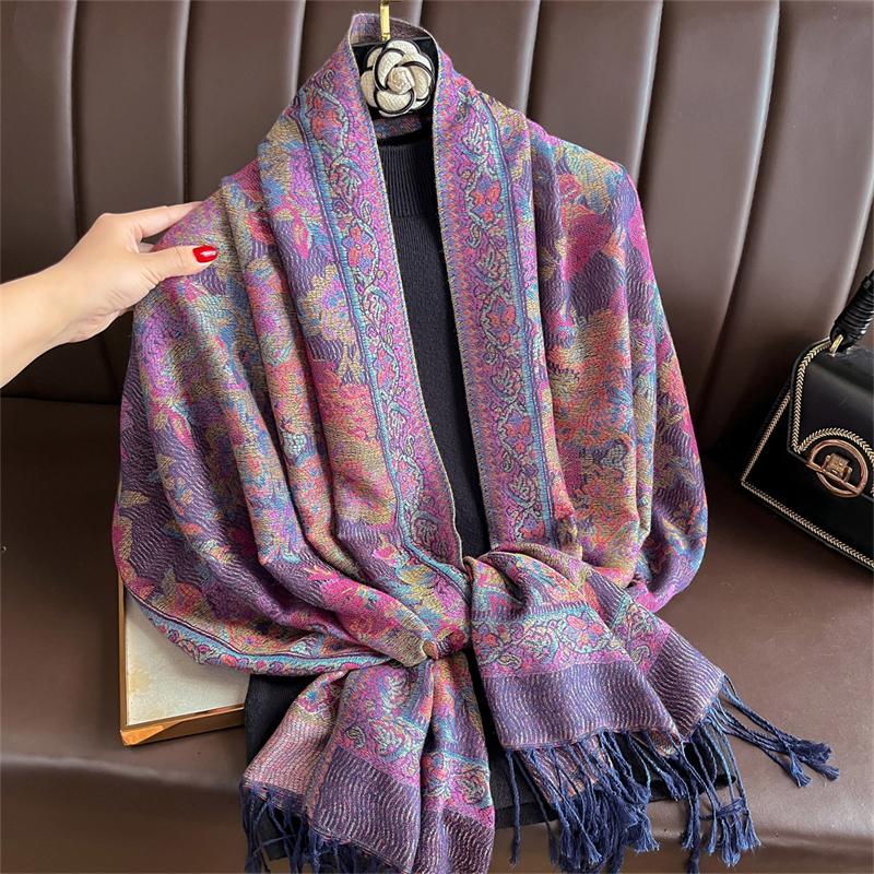Women Paisley Scarf Cashmere Feeling Pashmina Shawls Tassel Hijab Head Wraps Femme Winter Scarves Foulard Bufanda