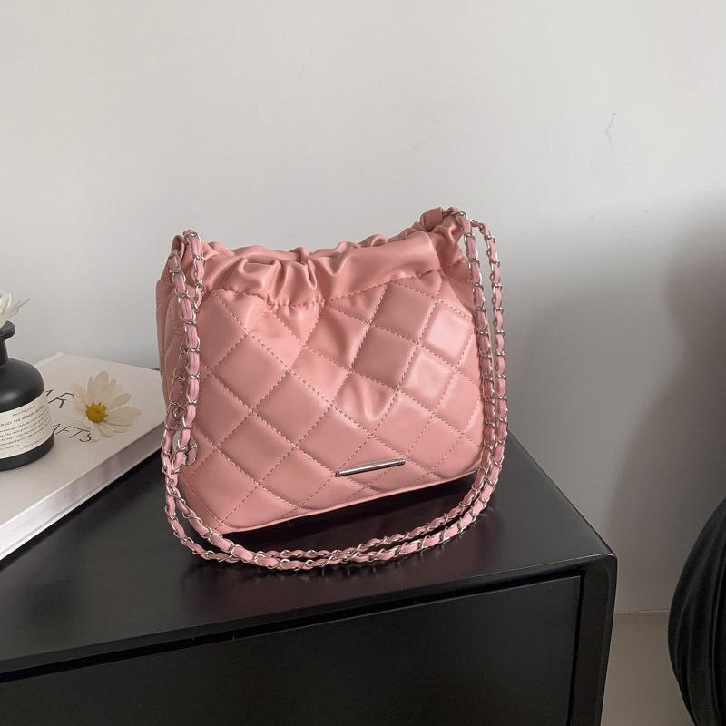 Fashionable Chain Element Soft Leather Bucket Bag For Women 2023 Summer Korean Version Trend