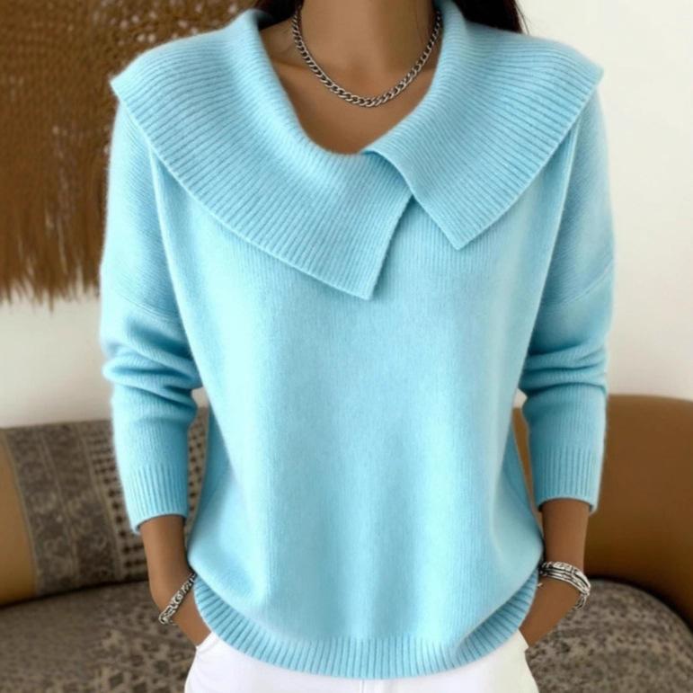 Women's Long Sleeve Doll Neck Knit Sweater