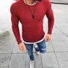Fashion Men Round Neck Long Sleeve Patchwork Slim Knitted Sweater Pullover Top