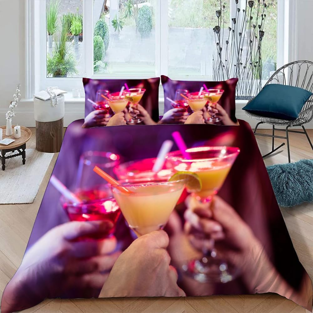 Wine Glass Duvet Covers for Adults Queen Lightweight Down Quilt Covers Romantic Style Bedspread Cover Bedroom Decor No Comforter