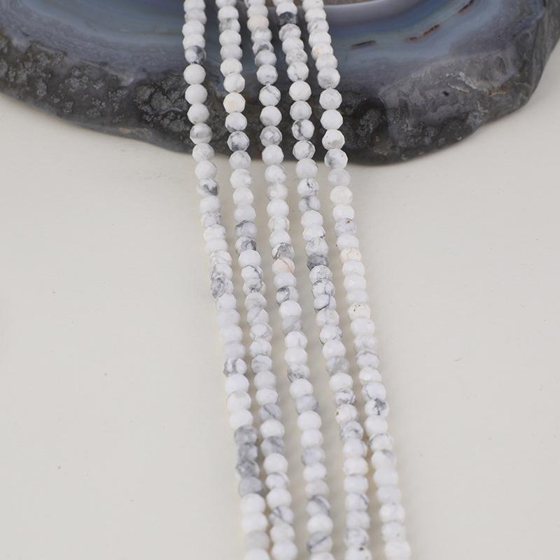 Faceted Natural White Turquoise Beads Necklace DIY Jewelry Accessories, Color Retention Handmade Jewelry