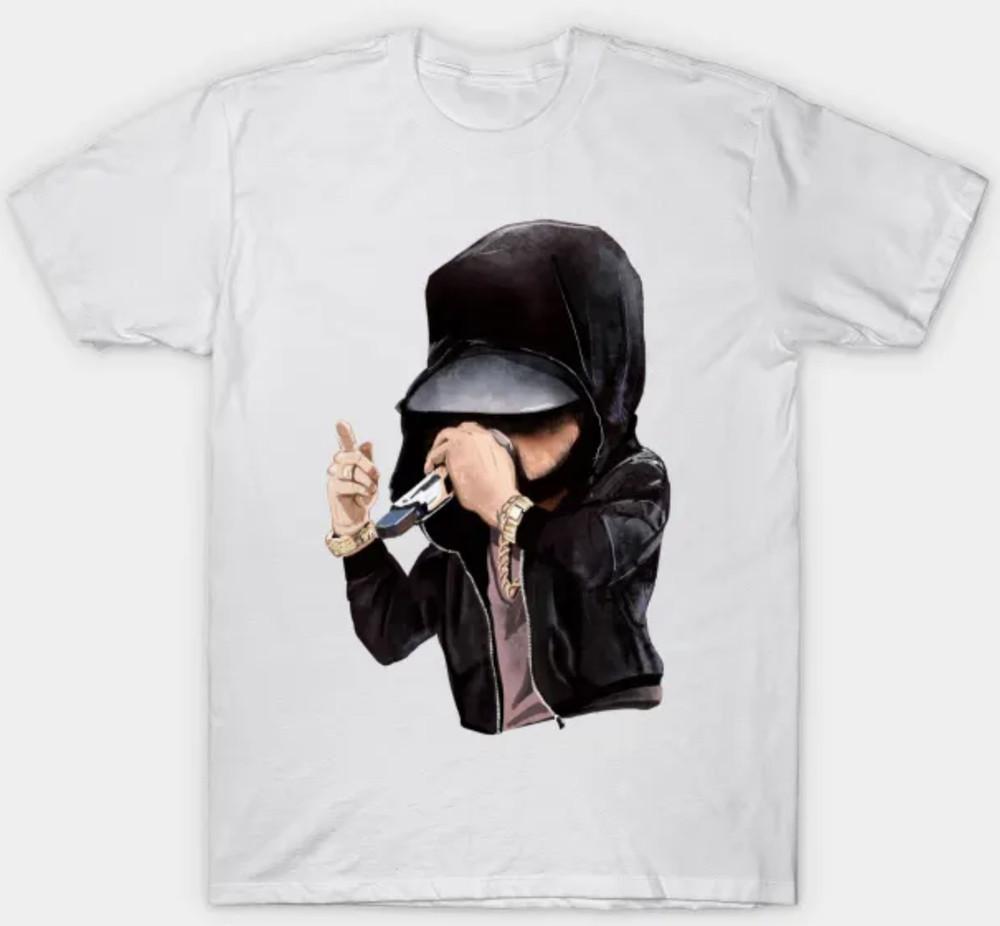 Эминем Слим Шейди Взрослый Маленький-3XL Белый Фан-арт Хип-хоп Рэпер Детройт Унисекс Футболка XXXXL