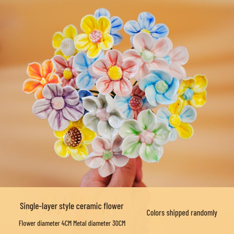 Jingdezhen Ceramic Eternal Flower Bouquet Decorative Ornament