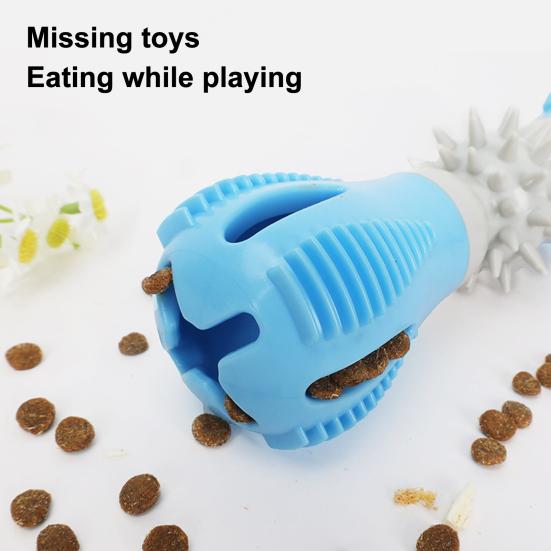 Dog Treat Dispenser Chew Toy Bite Resistant Puppy Food Leakage Feeder Toy Pet Dumbbell Teething Cleaning Interactive Enrichment Toy