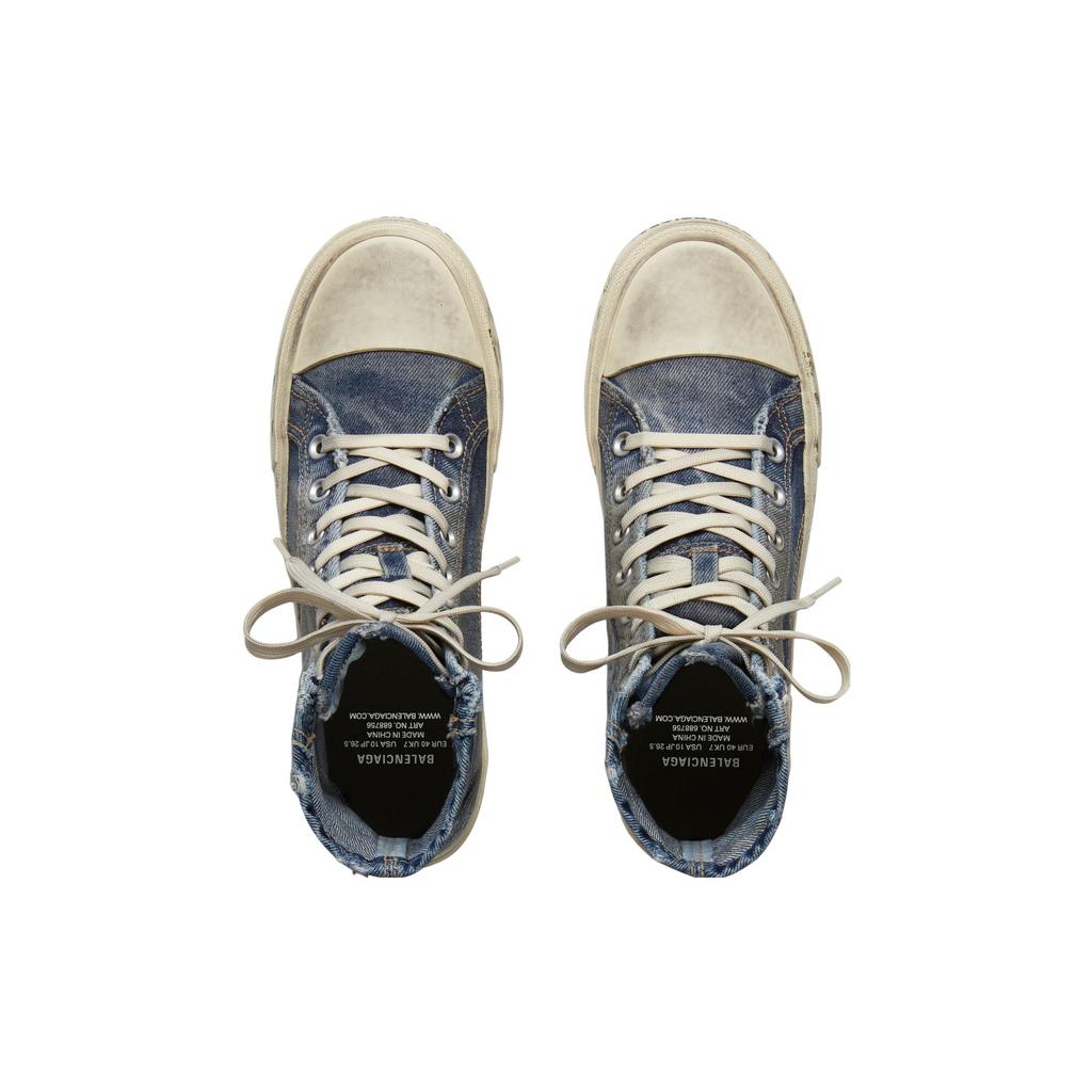 (WMNS) Balenciaga Paris High Top Sneakers 'Blue Destroyed Denim and Rubber' Women's 688756W3RCL4090
