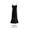 2024 Winter Women's European & American Style Sequined Spaghetti Strap Slim Fit Long Dress