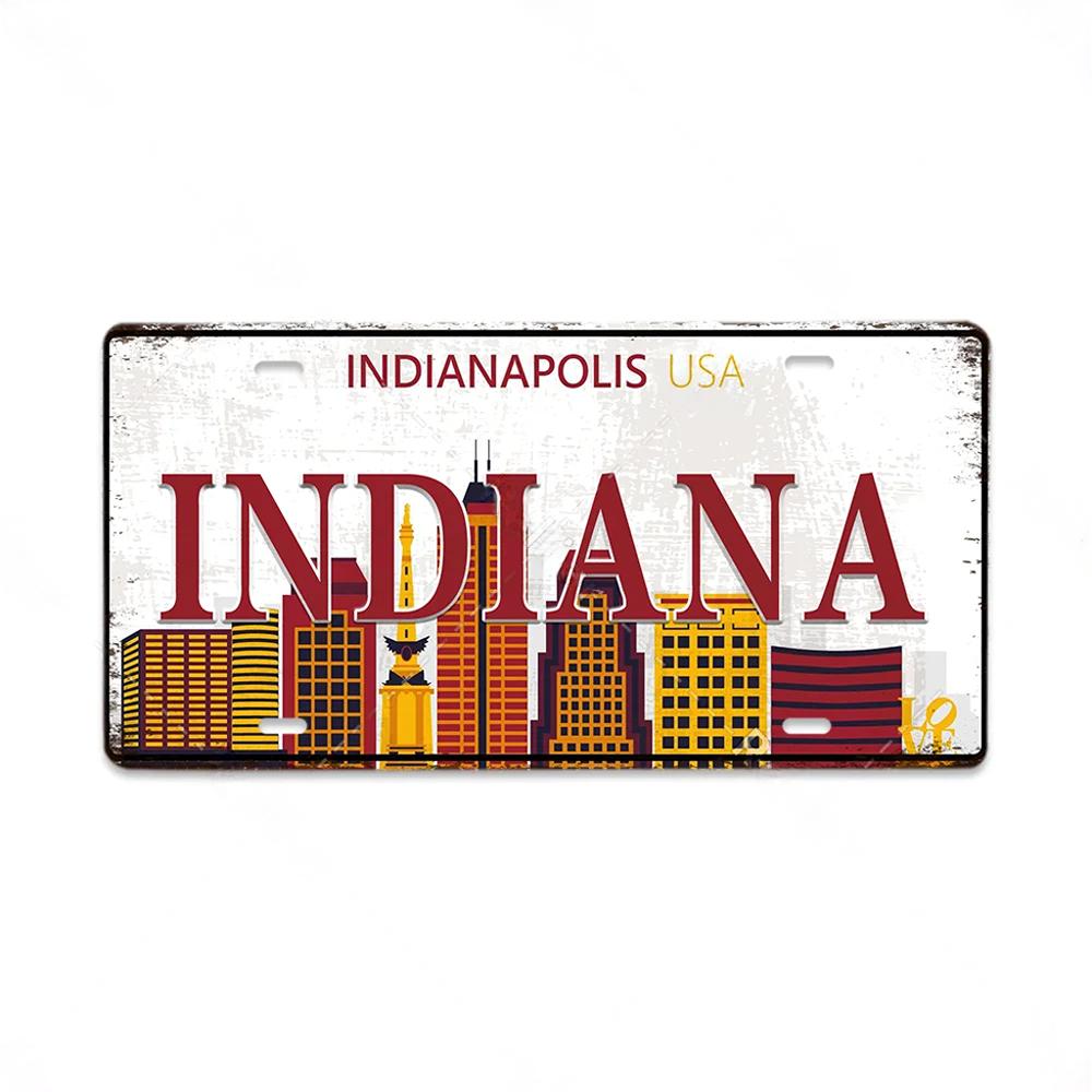 Vintage Country Metal Signs Posters Licenses Plate Decor for Living Room Colorado Lansing Nevada Ohio Washington Plaque