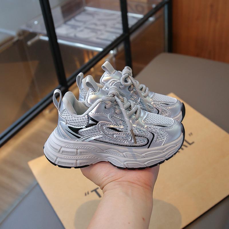 Girls' sneakers 2025 spring and autumn new children's lightweight dad shoes boys' mesh breathable running shoes trendy brand