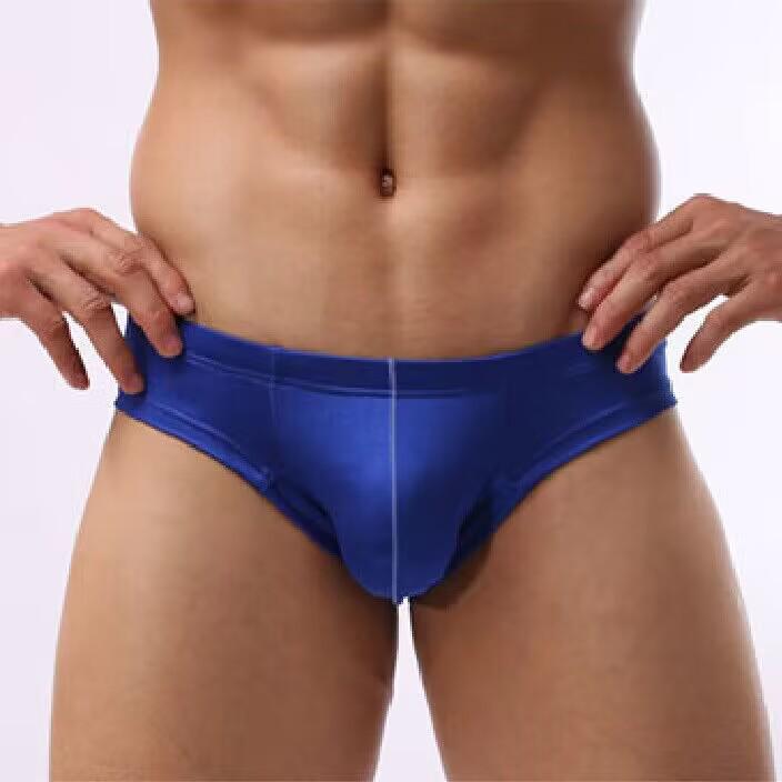 Men's Nylon U-Pouch Low-Rise Bikini Underwear - Solid Color, Sexy Low-Cut