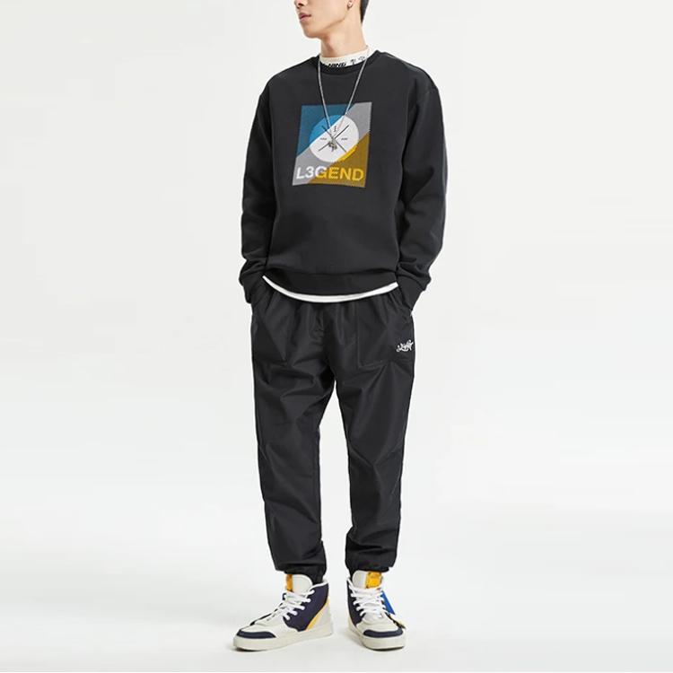 Li Ning Skateboard Series Loose Cuff Casual Long Pants Men bottoms Black AYKR057-1