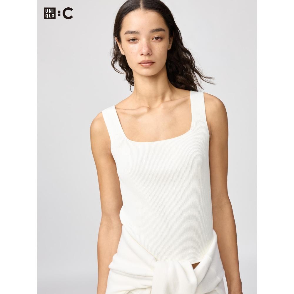 Uniqlo Japan 3d Ribbed Square Neck Sweater Sleeveless
