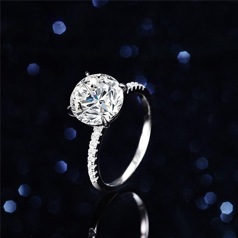 Oversized Moissanite 5 Carat 11mm Four Prong Diamond Ring For Women 925 Sterling Silver 14K White Gold Eternity Engagement Rings
