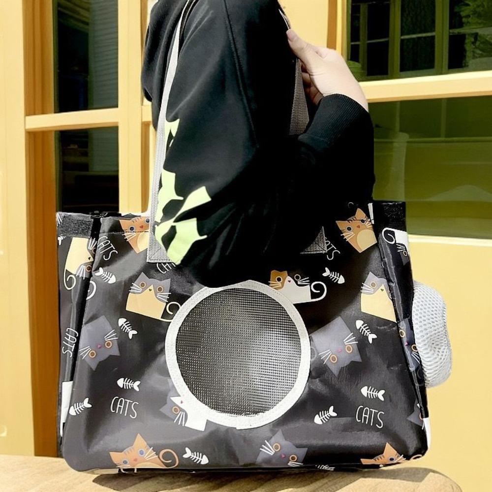 

Oxford Cat Carrier Bag Large Capacity Cat Carrying Bag Practical Dog Handbag Outdoor Travel чёрный
