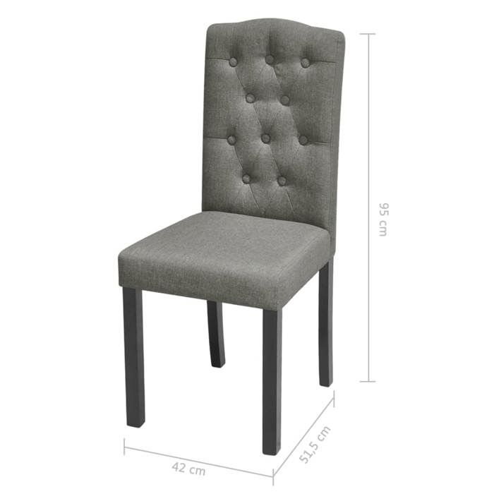VidaXL 4x Chaise de Salle à Manger Tissu Gris Meubles Chaise à Dîner Cuisine 242224