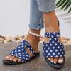 Women Slip On Sandals Star Pattern Open Toe Flat Slide Sandals Casual Comfortable Footwear for Daily Wear