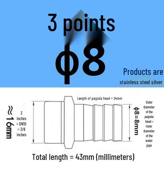 304 Stainless Steel Hex Threaded Water Hose Barb Connector