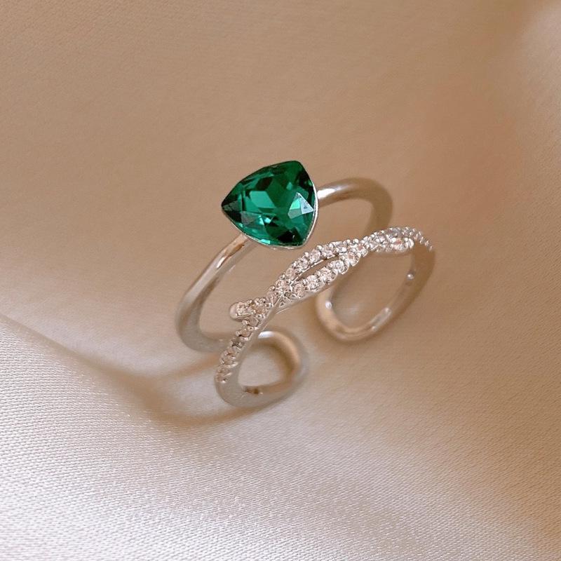 Retro Chinese Geometric Round Zircon Open Ring - High-End Luxury Finger Jewelry