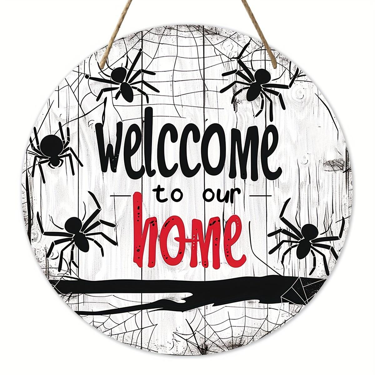 

2D Плоский 20*20см, Украшение для дома, Хэллоуин Паук Добро пожаловать в наш дом Деревянный Круглый Логотип, для Дома, Кухни, Офиса, Сада, Декора для Бара. 20*20cm