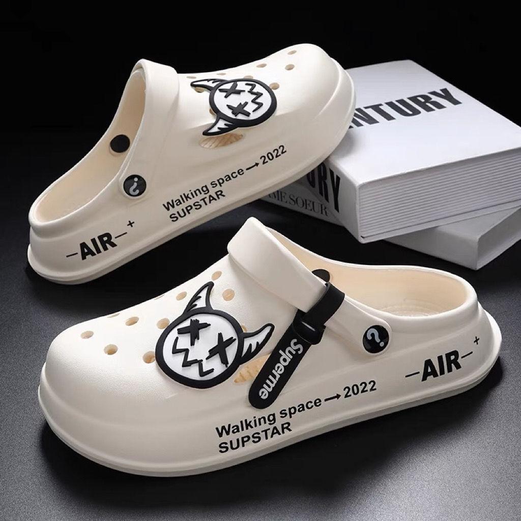 Hole Shoes Men's New Year Couple Platform Slippers Bag Head Sandals Non-slip Casual Soft-soled Beach Shoes Men