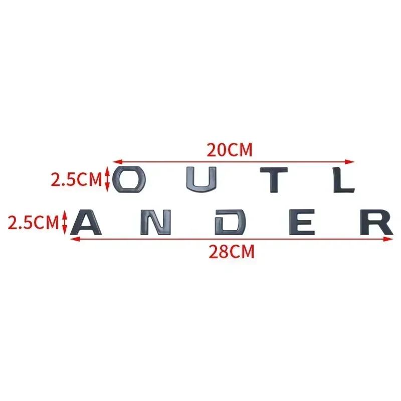 Für Mitsubishi 13-19 Outlander Buchstaben Motorhauben-Emblem Front-Hauben-Emblem 3D ABS Aufkleber Chrom Schwarz Auto Styling Zubehör