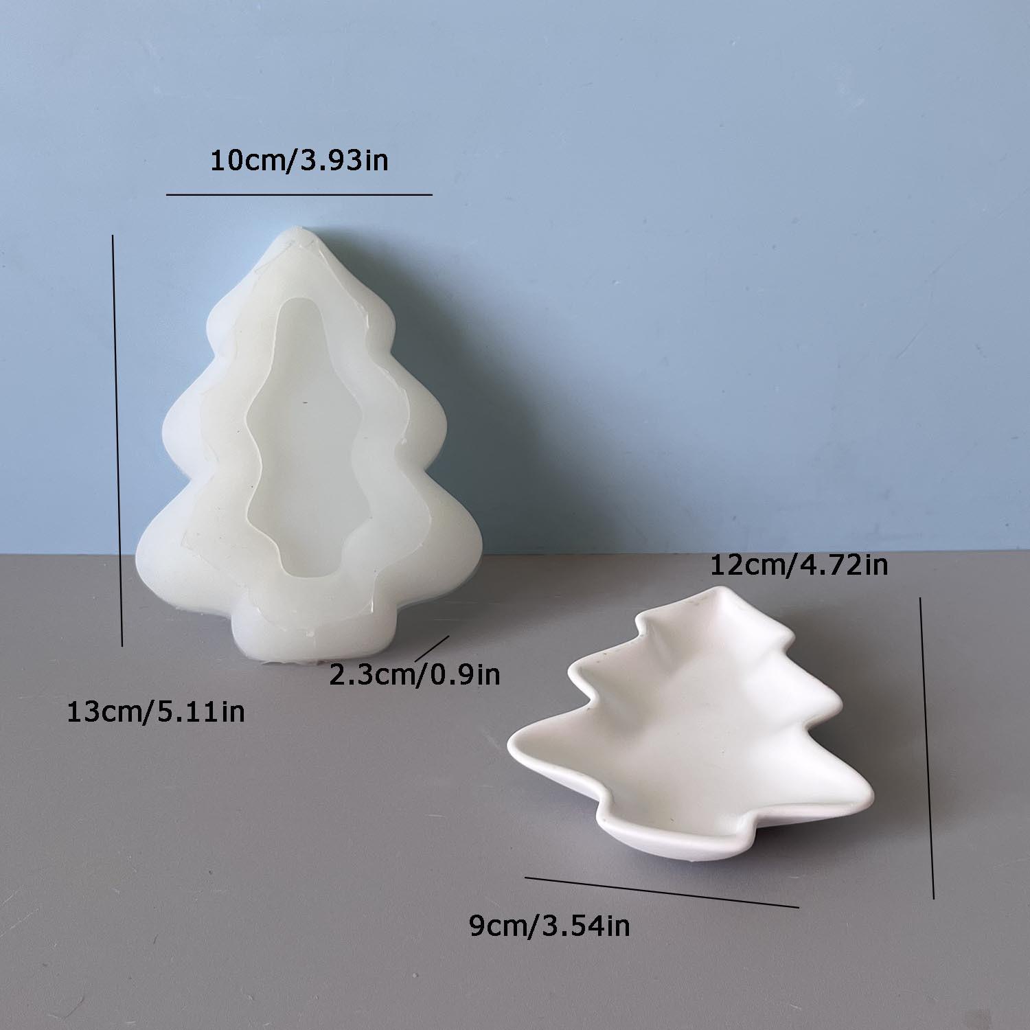 Christmas Tree Silicone Mould Lightweight Tree Shaped Mold Plaster Cement Mold Decorative Small Saucer Mold For Crafting Party белый