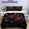 3 Stück Rosen, Dunkles Blumenmuster Bettwäsche-Set, Bezug für Schlafzimmer Gästezimmer (1 Bettbezug + 2 Kissenbezüge, ohne Steppdecke),  yy250922226