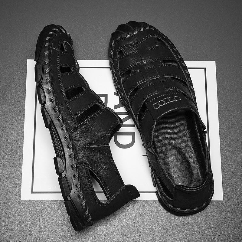 Men's Summer Thick Bottom Sandals 2025 New Casual Beach Sandals Men Shoes Leather Breathable Comfortable Soft Roman Men's Slippe