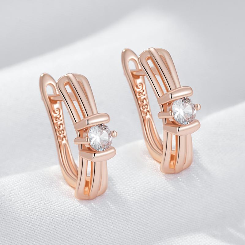 Shiny White Natural Zircon English Earrings For Women Luxury  Rose Gold Color Wedding Accessories Fine Jewelry