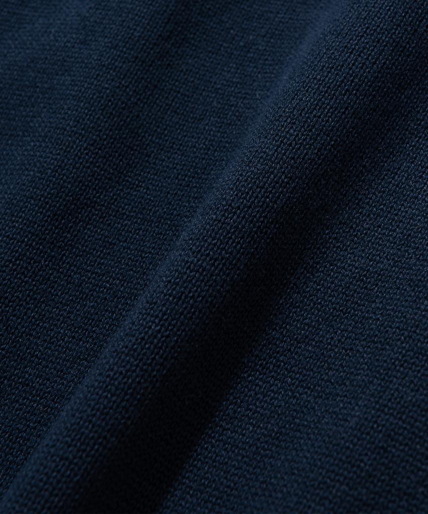 KNITTED Open Collar Ribbed Collar Knit Navy
